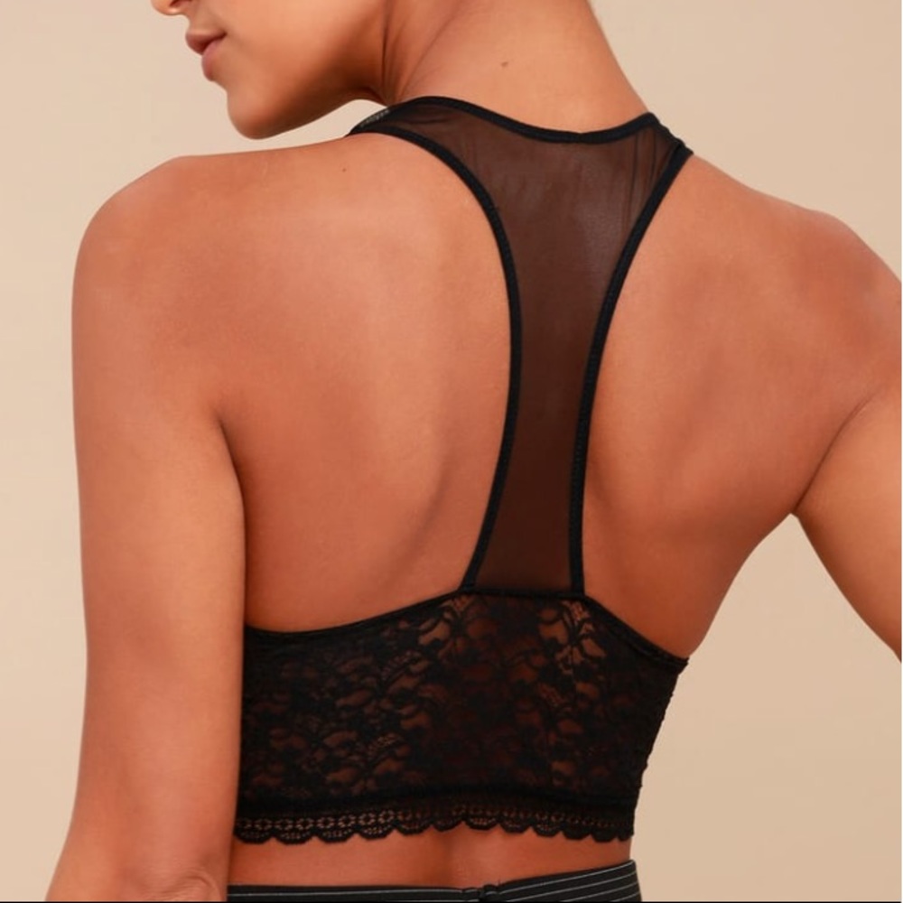 Free People Stay With Me Black Lace Soft Bra - Picture 2 of 8